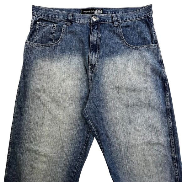 Vintage Dodeca Jeans Mens 42x32 Blue Denim Baggy Wide Leg Hip Hop Grunge Y2K - Picture 2 of 12